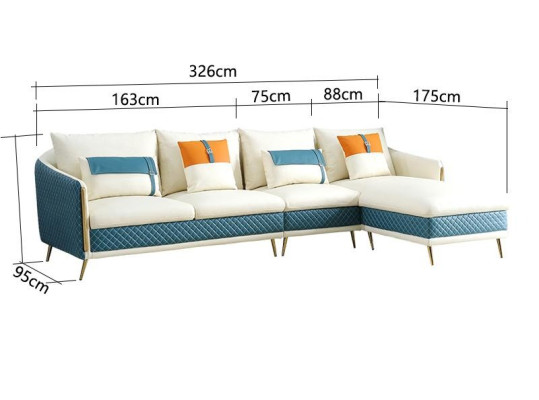 Luxury Corner sofa L-shape Suite Leather Sofa Seat Living room Corner Sofa Couch Sofas