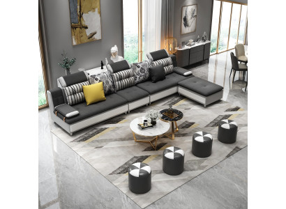 Living landscape Corner sofa L-shape Modern sofa Leather sofa Corner sofa Upholstery