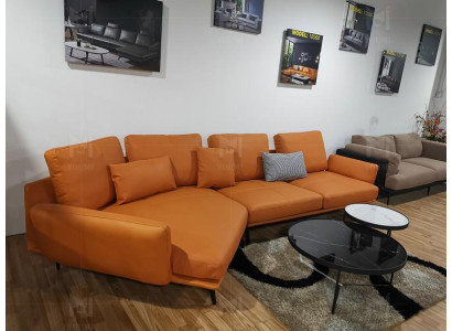 Corner sofa Orange L-shape Living landscape Sofa Couch Upholstery Corner Suite Leather Sofas
