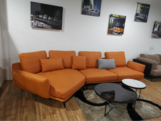 Corner sofa Orange L-shape Living landscape Sofa Couch Upholstery Corner Suite Leather Sofas