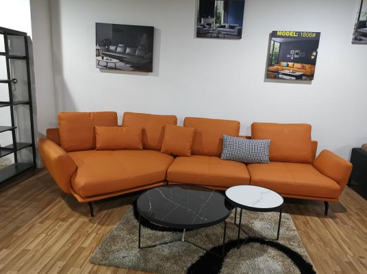 Corner sofa Orange L-shape Living landscape Sofa Couch Upholstery Corner Suite Leather Sofas