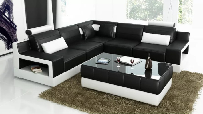 Sofa Leather sofa Corner sofa Upholstery Corner suite Upholstery Couch Suite Living landscape