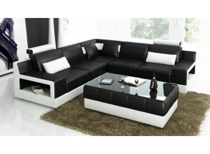 Sofa Leather sofa Corner sofa Upholstery Corner suite Upholstery Couch Suite Living landscape