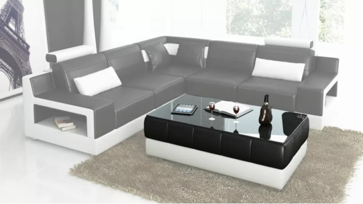Sofa Leather sofa Corner sofa Upholstery Corner suite Upholstery Couch Suite Living landscape