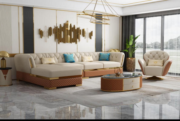 Sofa Suite Corner suite Leather sofa Corner sofa Upholstery Upholstery Couch Living landscape