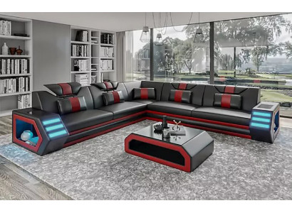 Leather upholstery Design Living room Corner sofa Corner sofa Couch Sofa L-shape Living landscape