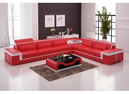 Leather upholstery Design Corner sofa Living room Corner sofa Couch Sofa L-shape Living landscape
