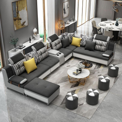 Corner sofa U-shape Living landscape Sofa Couch Upholstery Suite Fabric Sofas Leather new