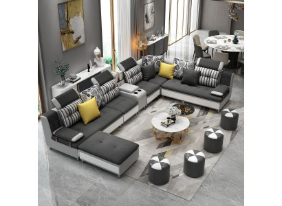 Corner sofa U-shape Living landscape Sofa Couch Upholstery Suite Fabric Sofas Leather new