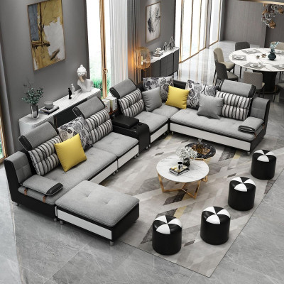 Corner sofa U-shape Living landscape Sofa Couch Upholstery Suite Fabric Sofas Leather new