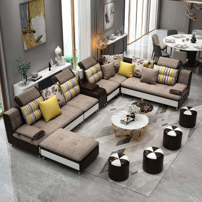 Corner sofa U-shape Living landscape Sofa Couch Upholstery Suite Fabric Sofas Leather new