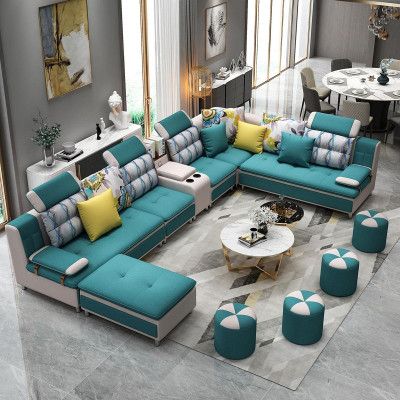 Corner sofa U-shape Living landscape Sofa Couch Upholstery Suite Fabric Sofas Leather new