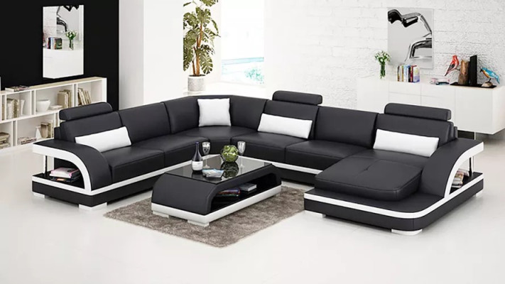 Design Corner sofa Living room Deco Furniture Modern Corner sofa Leather upholstered Couch
