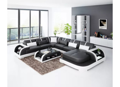 Living room Leather xxl couch sofa landscape modern designer Upholstery