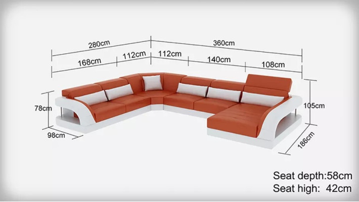 Design Corner sofa Living room Furniture Modern Corner sofa Leather upholstered Couch