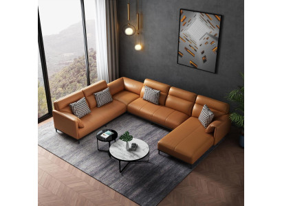 Living room Corner sofa Design Corner sofa Furniture Leather upholstery Couch Sofa