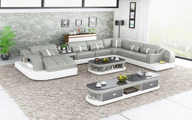Leather xxl couch sofa Upholstery Living room landscape modern designer
