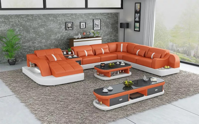 Leather xxl couch sofa Upholstery Living room landscape modern designer