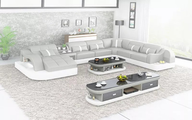 Leather xxl couch sofa Upholstery Living room landscape modern designer
