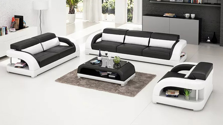 Leather sofa sofa set 3+2+1 seater + coffee table leather sofa modern sofa