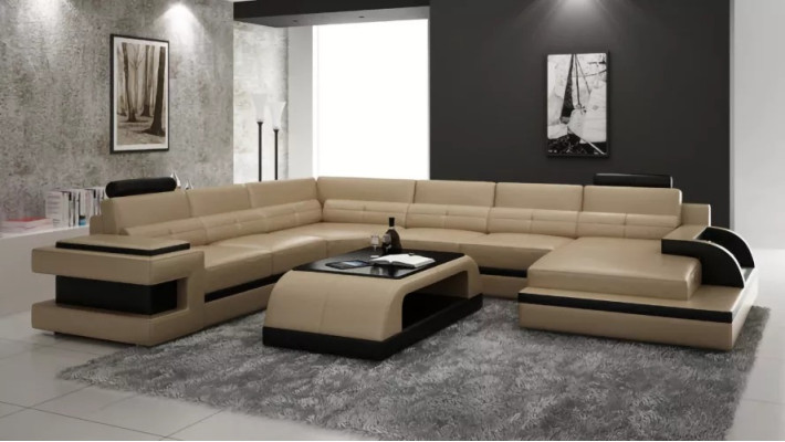 Modern Living room Design Corner sofa Furniture Corner sofa Leather upholstered Couch