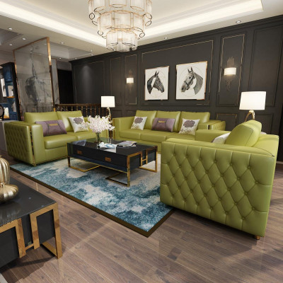 Living landscape Sofa set 3+2+1 Seater Leather Sofa Couch Suite Chesterfield