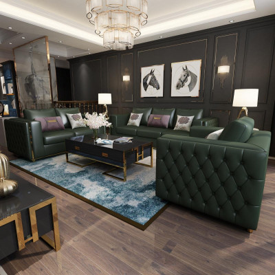 Living landscape Sofa set 3+2+1 Seater Leather Sofa Couch Suite Chesterfield