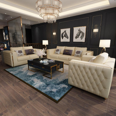 Living landscape Sofa set 3+2+1 Seater Leather Sofa Couch Suite Chesterfield