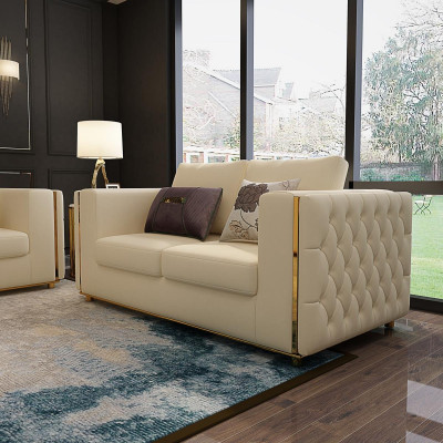 Living landscape Sofa set 3+2+1 Seater Leather Sofa Couch Suite Chesterfield