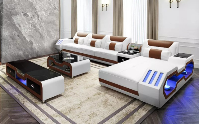 Leather upholstery design Corner sofa Corner sofa Couch Sofa L-shape Living landscape