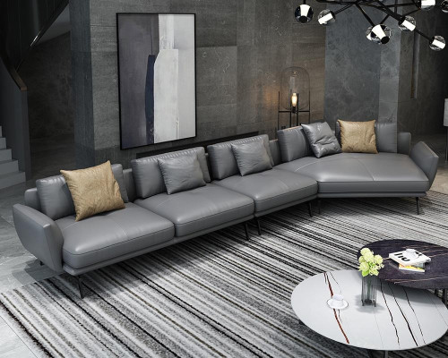 Living landscape U-shape leather sofa Upholstery Corner sofa Sofa Couch Leather Textile usb new