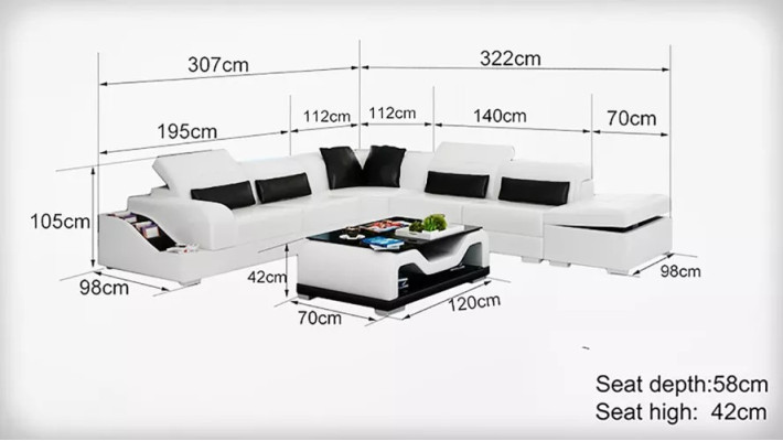 Design Furniture Corner sofa Living room Corner sofa Leather upholstery Couch Sofa