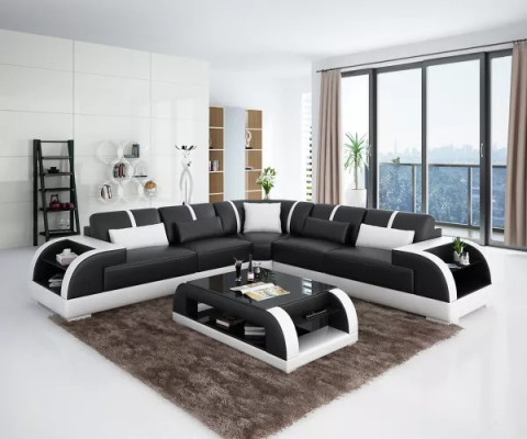 Design Sofa Furniture Corner sofa Corner sofa Living room Leather upholstered couch