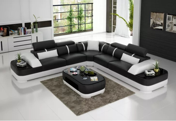 Design Furniture Corner sofa Corner sofa Living room Leather upholstery Couch Sofa