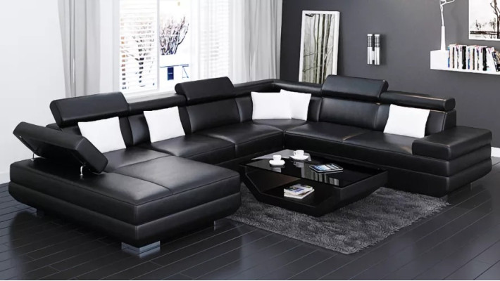 Sofa Living room Leather xxl couch Upholstery landscape modern designer