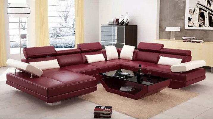 Sofa Living room Leather xxl couch Upholstery landscape modern designer