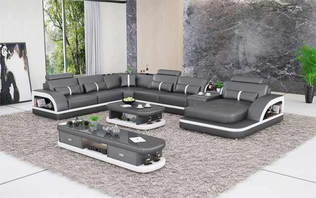 Living room Leather xxl couch sofa Upholstery landscape modern designer