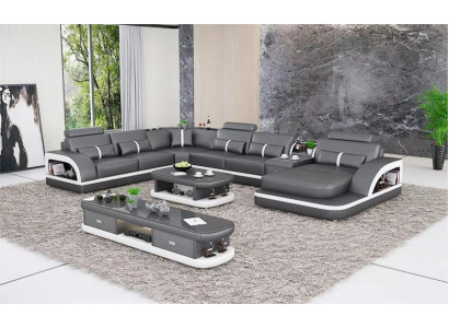Living room Leather xxl couch sofa Upholstery landscape modern designer