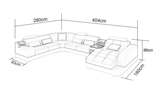 Upholstered corner leather sofa Living room sofa Corner sofa Corner suite Sofa with