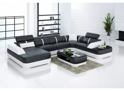 Leather xxl couch sofa living room landscape modern designer corner cushions