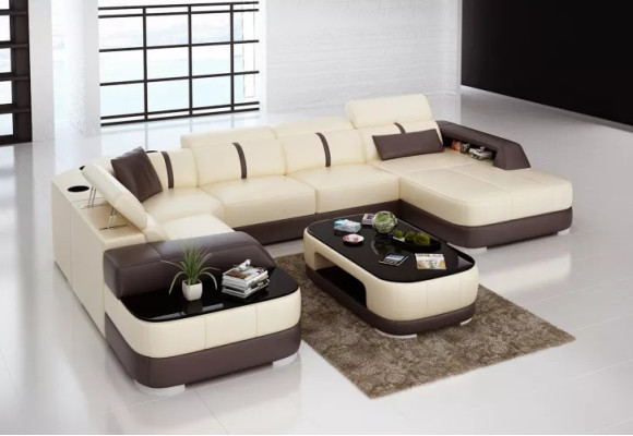 Leather xxl couch sofa living room landscape modern designer corner cushions