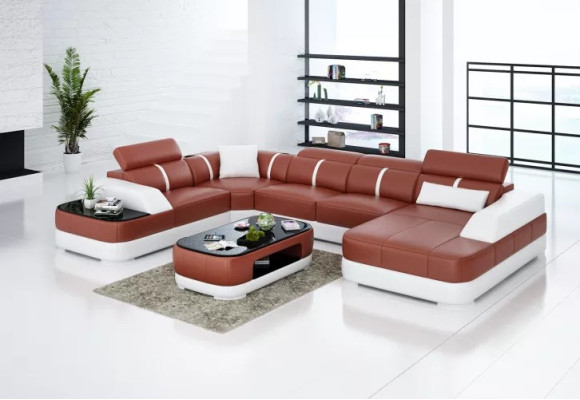 Leather xxl couch sofa living room landscape modern designer corner cushions