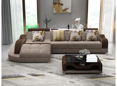 Corner sofa L-shape Sofa Couch Upholstery Living landscape Corner sofa Textile Sofas Fabric new