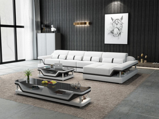 Leather sofa L-shape Couch Living landscape Corner sofa Suite Design Modern Sofa USB