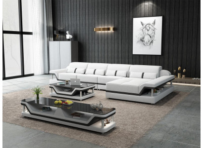 Leather sofa L-shape Couch Living landscape Corner sofa Suite Design Modern Sofa USB