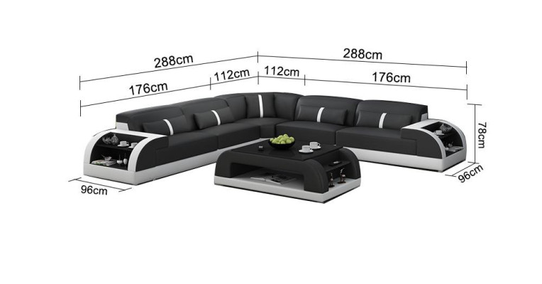 Leather sofa L-shape Couch Living landscape Corner sofa Suite Modern Design Sofa USB