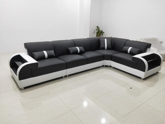 Leather sofa L-shape Couch Living landscape Corner sofa Design Suite Modern Sofa USB
