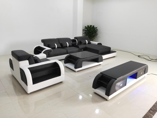 Couch Corner sofa Leather Living landscape Suite Design Modern Sof L-shape Coffee table