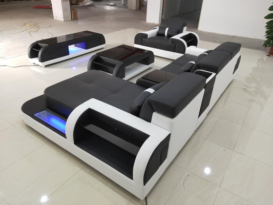 Couch Corner sofa Leather Living landscape Suite Design Modern Sof L-shape Coffee table