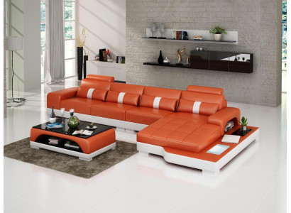 Leather sofa L-shape Couch Living landscape Corner sofa Suite Design Modern Sofa usb new